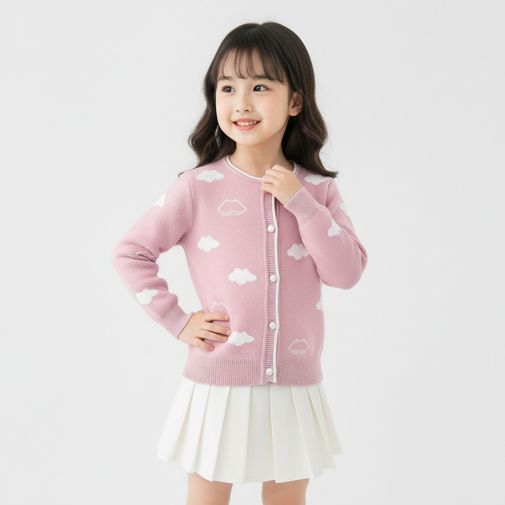 Cardigan Baju Anak Perempuan Cloud Cardy | Kardigan Rajut Premium Anak Lucu Umur 6-12 Tahun