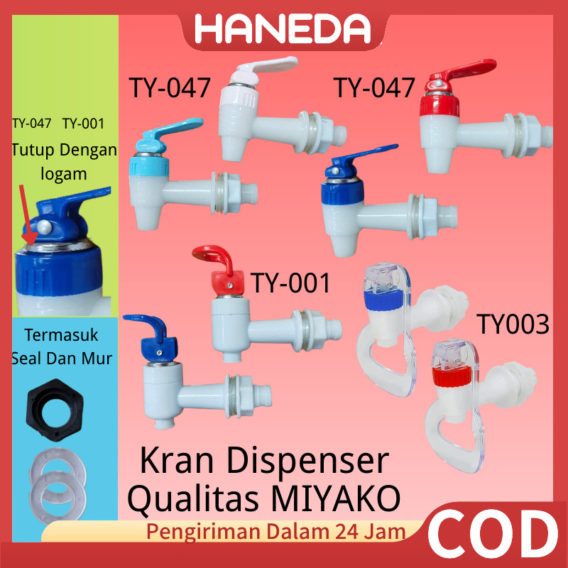 HANEDA Kran Dispenser Keran Plastik Taps Keran Air Minum Pencetan Galon MIYAKO plus Seal Dan Mur