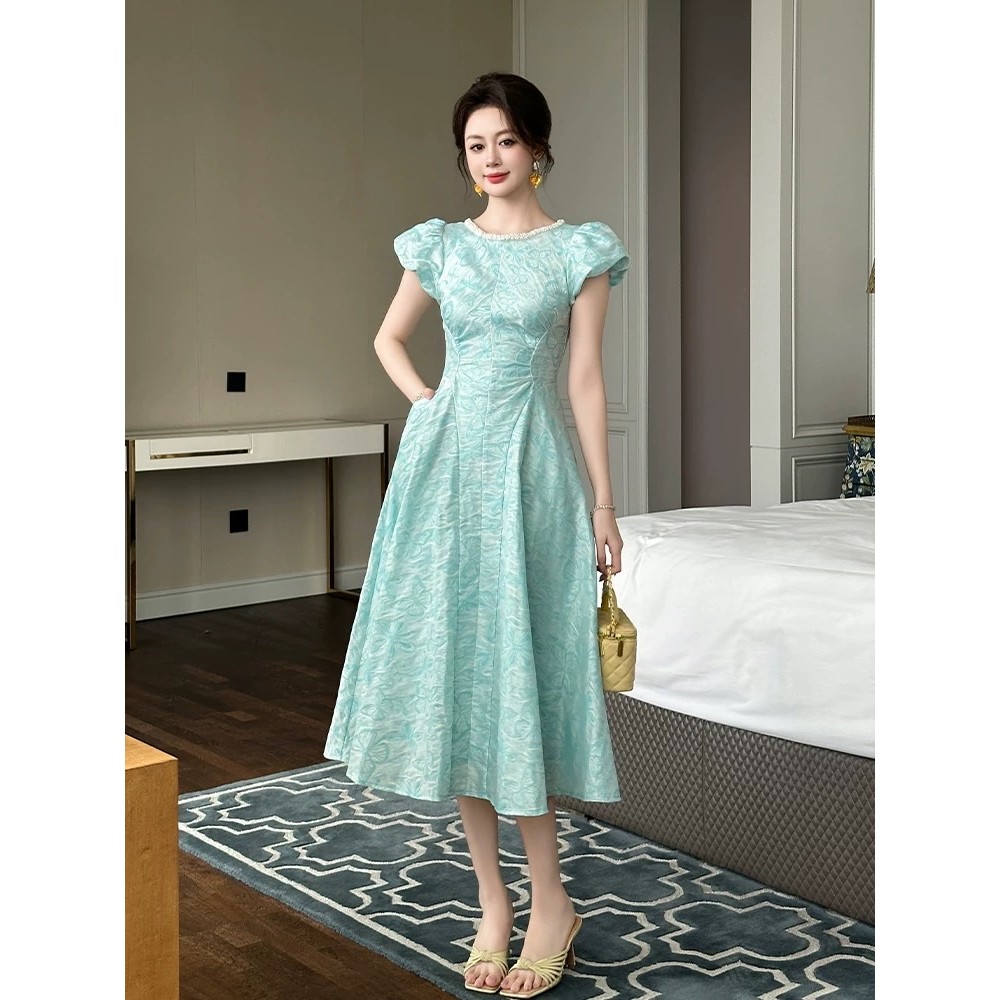 Laudofficial Tiffany Premium Dress /Midi Dress Wanita Terbaru Lengan Pendek