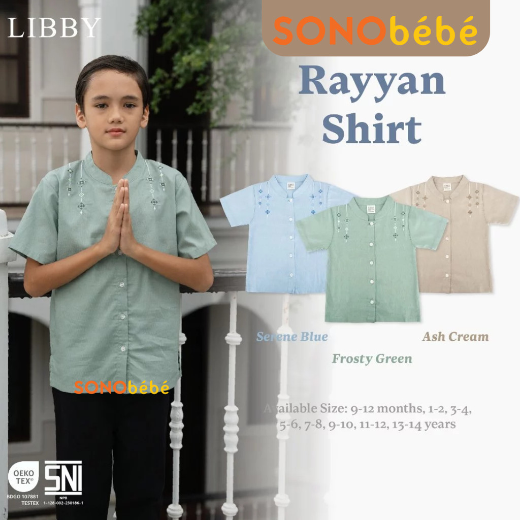 LIBBY RAYYAN Ramadhan Raya Colection Atasan Baju Koko Anak Laki Laki - Rayyan Shirt - 9bulan - 14tah