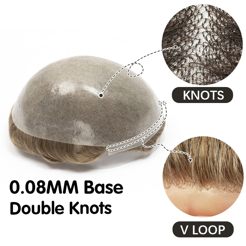 Men Toupee 0.06mm Thin Skin Natural Hairline Men's Capillary Prothesis Toupee Men Wigs Male Wig Hair