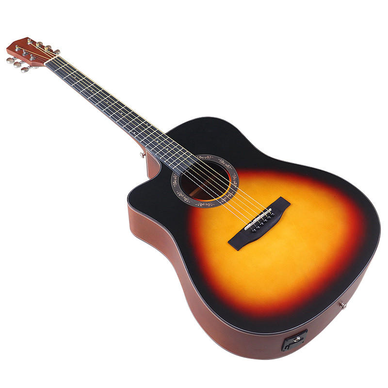 Left Hand Acoustic Guitar 6 String Laminated Spruce Wood Top 41 Inch Cutway Design Matte Sapele wood