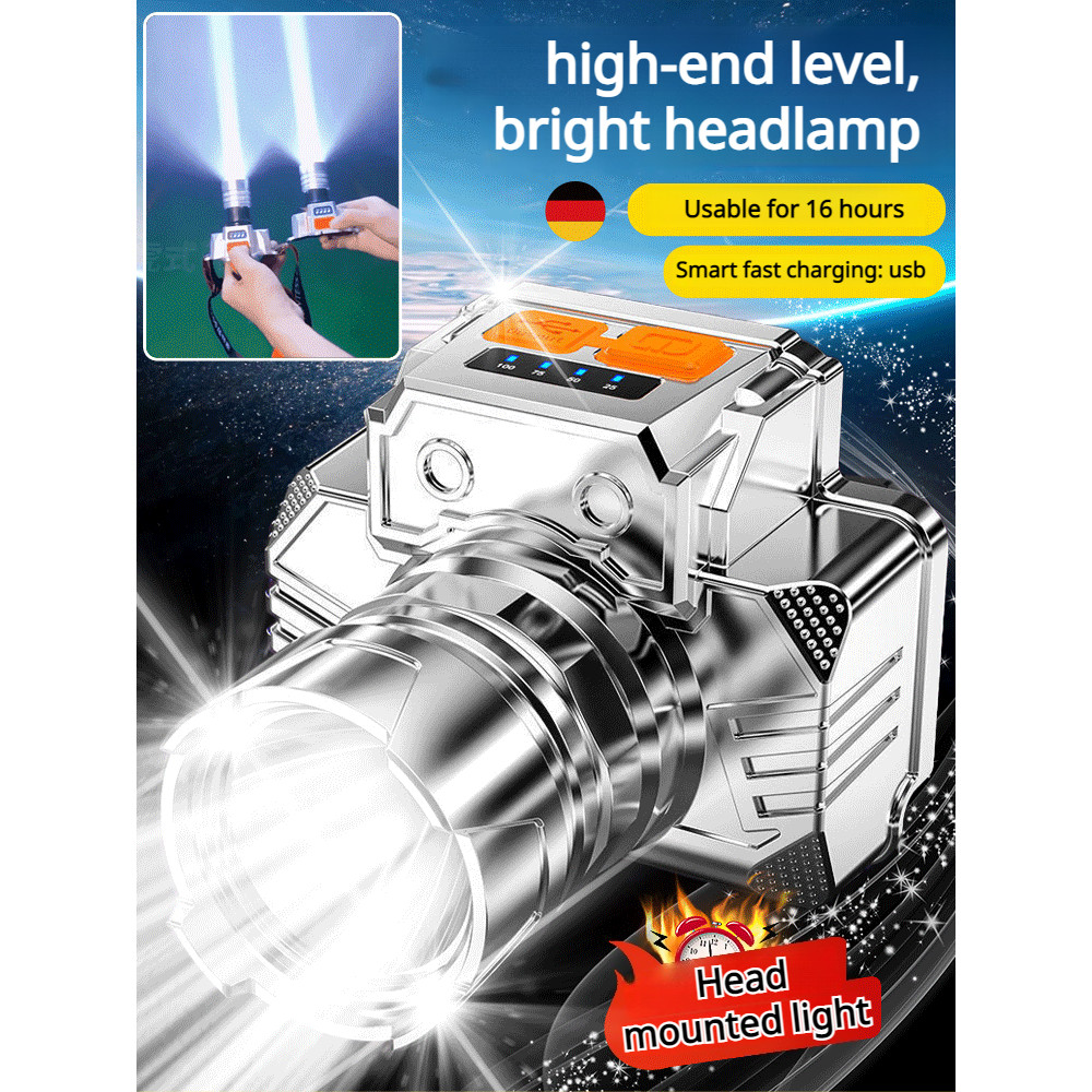 Jarak 1000M/Waterproof Senter Kepala LED Supersinar Lampu Sorot Rechargeable - Senter Kepala/Lampu O