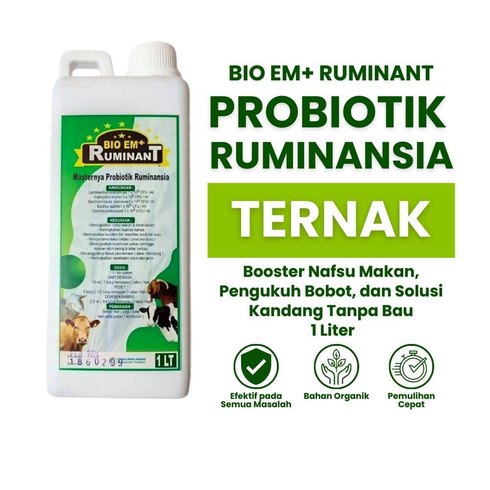 Probiotik Bio Em Ruminant Cair 1L - Probiotik Ternak - Probiotik Hewan - Penambah Nafsu Makan - Prob