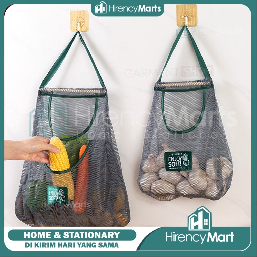 Keranjang Bawang Gantung Tempat Bawang Gantung Estetik Tas Jaring Belanja Sayur Buah Multifungsi {Hi