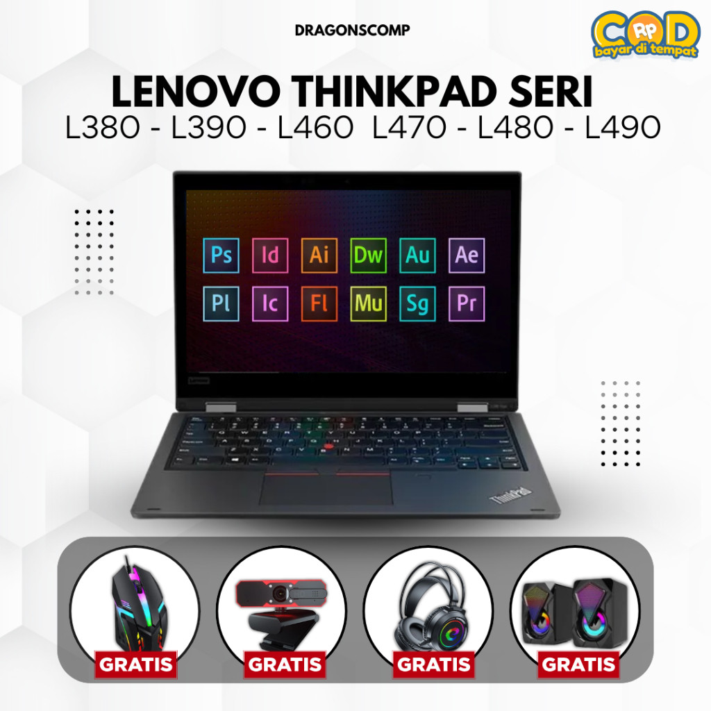 Laptop Lenovo Thinkpad L380 - L390 - L460  L470 - L480 - L490  Core i5 Gen 8 Ram 8/256GB - Laptop Se