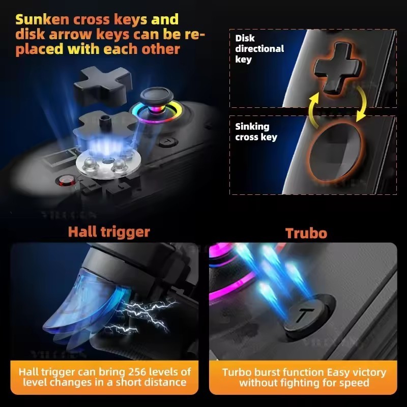 BSP D8 PRO RGB Tablet Controller Wireless Handle For Switch Game Bluetooth Stretching Joystick For P