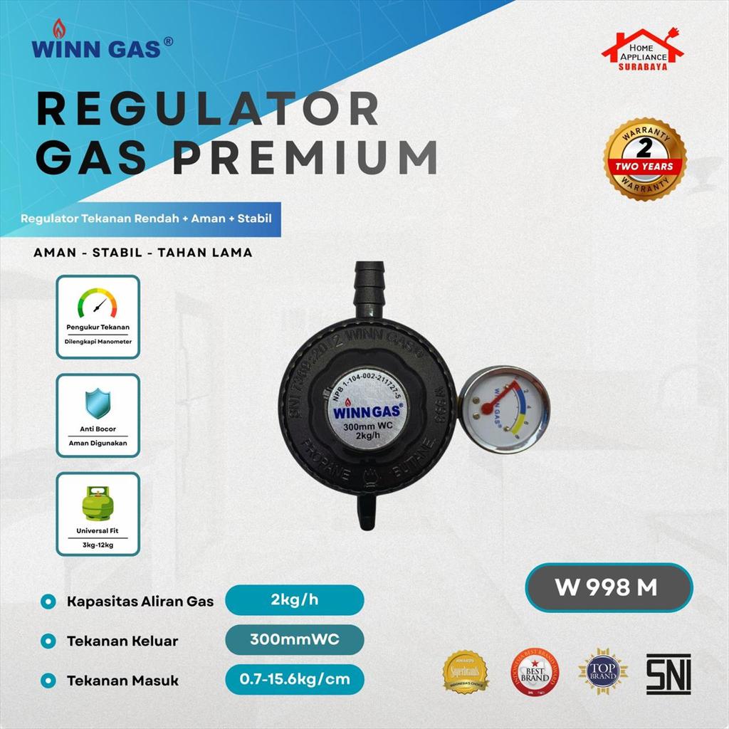 WINN GAS Regulator + Meter LPG Low Pressure W-998M / Selang + Regulator Meter Tekanan Rendah W 998 M