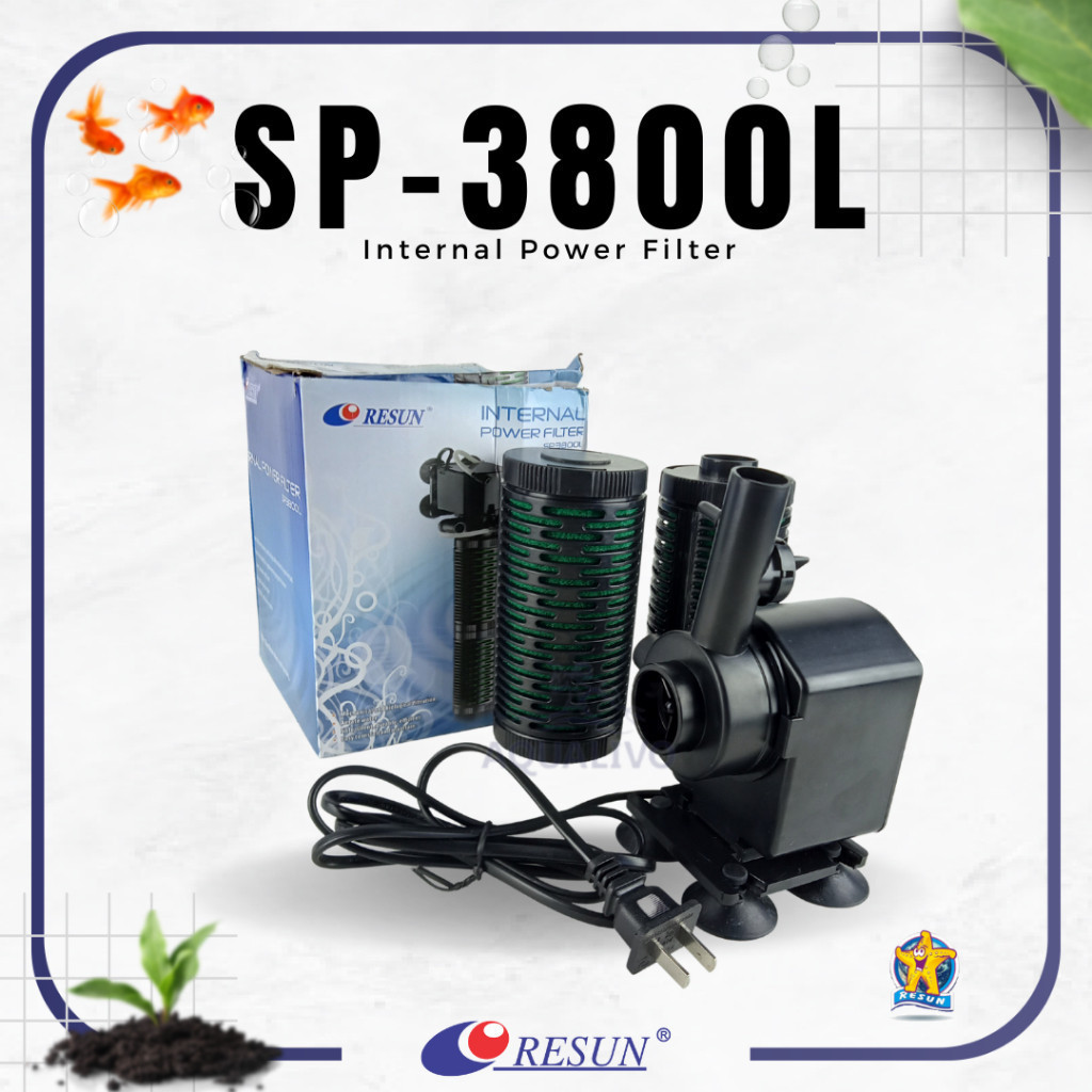 AQUALIVO RESUN Pompa SP-3800L Air Aquarium Internal Power Filter Sp3800l 3800 L Merk Resun