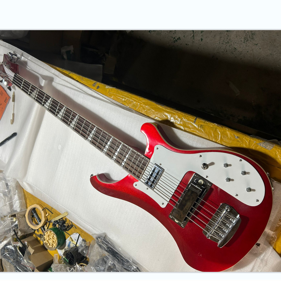 5 strings electric bass guitar metallic red finish ric bass 5 strings 4003 bass