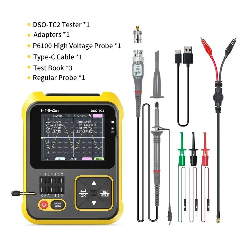 FNIRSI NEW DSO - TC2 200kHz Bandwidth Oscilloscope and Transistor Tester  2 - in - 1 Digital Testing