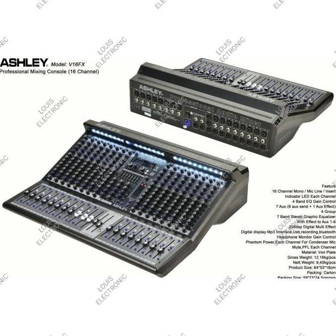 Mixer Audio ASHLEY V16FX V 16FX V16 FX 16 Channel ORIGINAL
