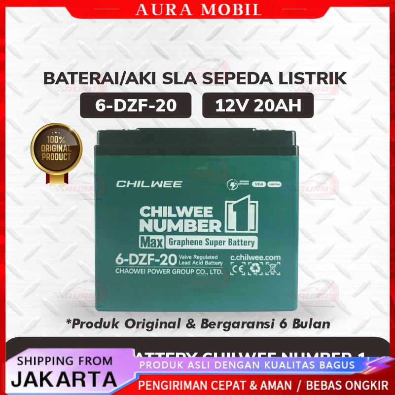 Baterai Aki Sepeda Listrik CHILWEE 6-DZF-20 / 6DZF20 - Baterai Sepeda Listrik  ; 12V - 20AH