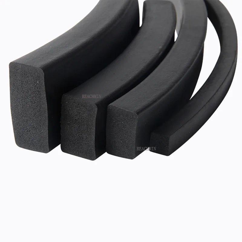 Rubber Foam Sponge Bar Seal Strip Flat 2 3 5 8 10 15 20 25 30 x 35 40 45 50mm Meter Black