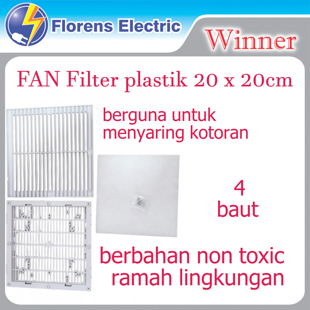 FAN FILTER PLASTIK 20 x 20cm WINNER COVER KIPAS PLASTIK KOTAK angin