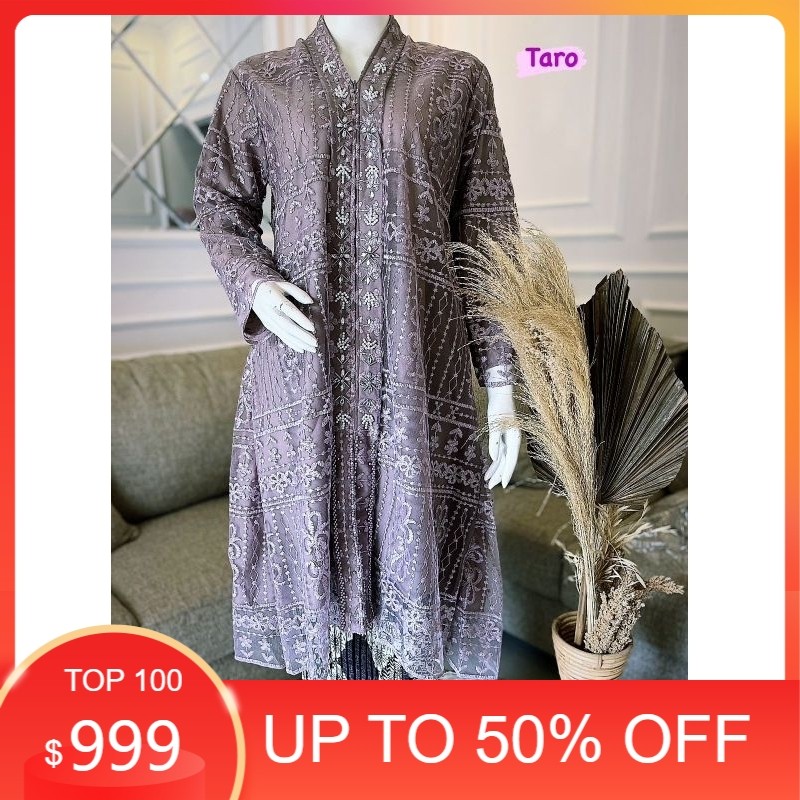 Setelan Kebaya Floy Tunik Payet Bordir Kebaya Kondangan Ibu-Ibu Besan Payet Kebaya Kartini Tille Bas