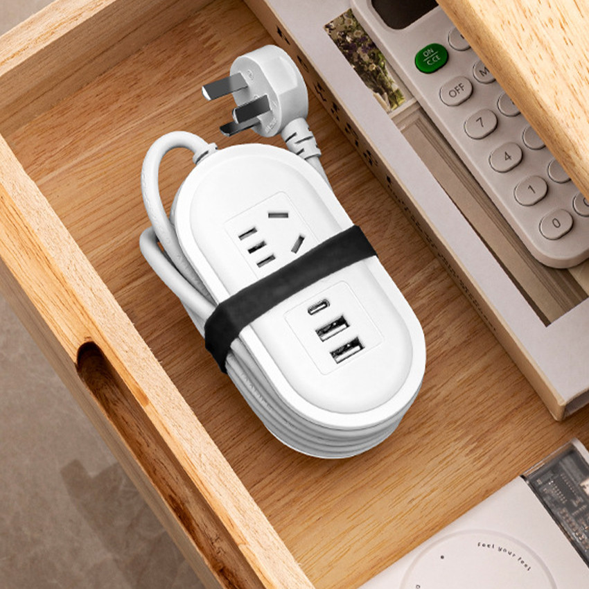 Stop Kontak Colokan Listrik Kaki Tiga Gepeng AU Australia China Kabel 1.39M Power Strip Socket & 1