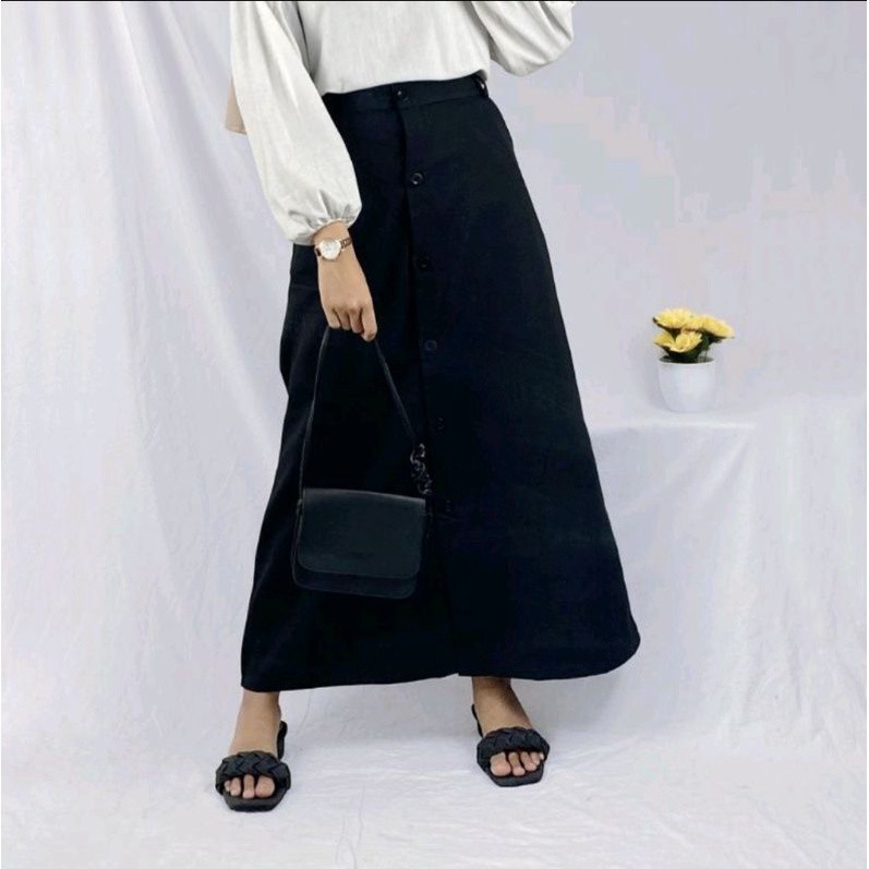 DISKON LEBARAN Casual button skrit rok panjang mode kancing terbaru dan kekinian / Rok dewasa model 