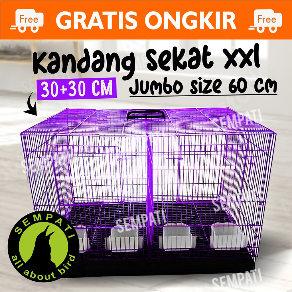 SEMPATI Sangkar Kandang Umbaran Sekat 60x40x40 Sangkar Ternak Burung Lovebird Kandang Hewan Kucing A