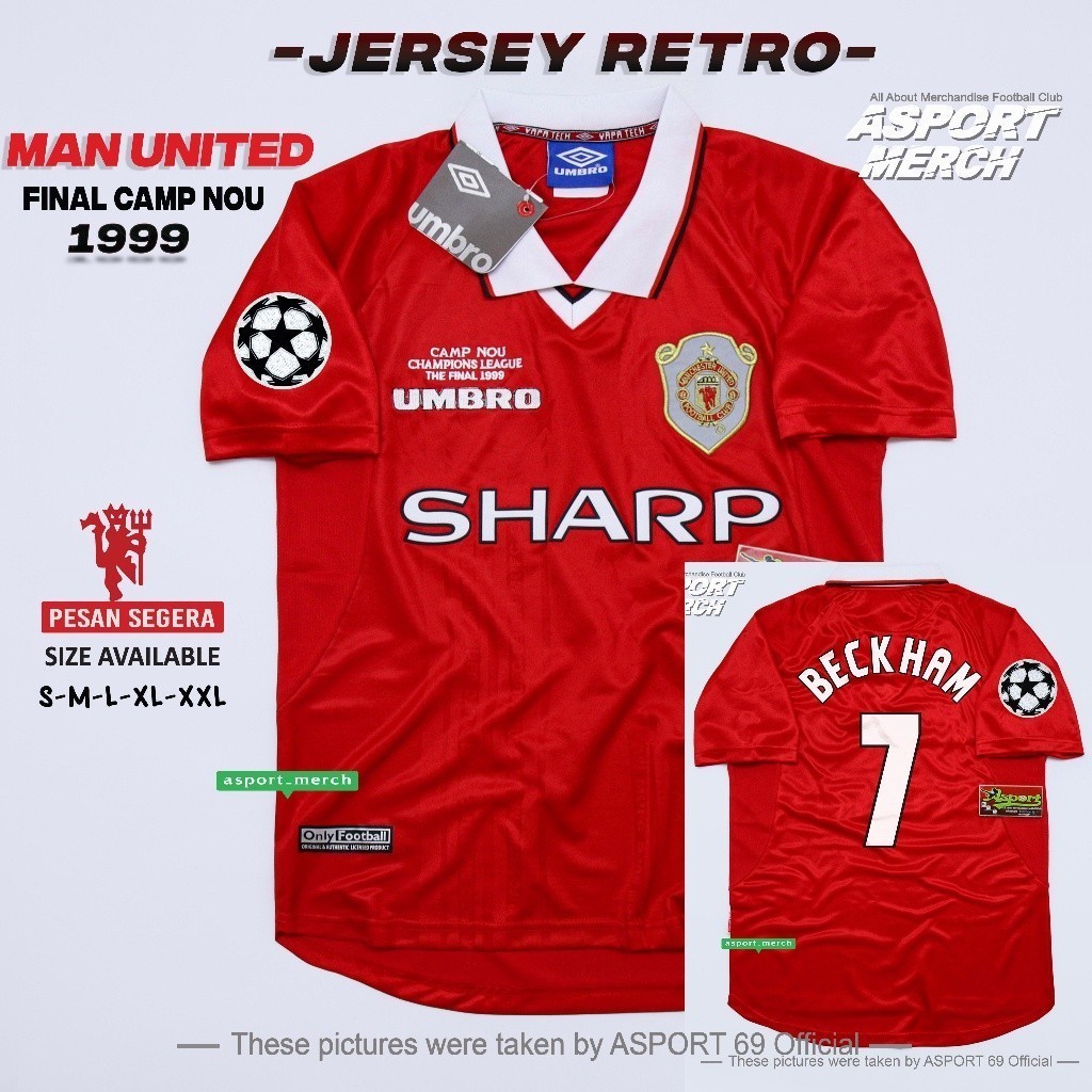 JERSEY RETRO MU MAN UNITED 1999 2000 HOME FINAL CAMP NOU