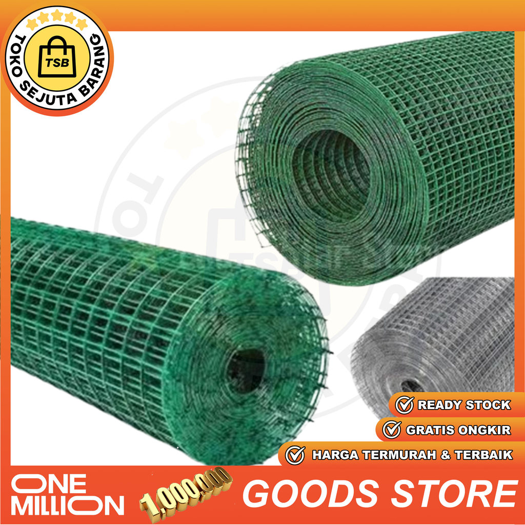 Kawat Ram Loket Pvc Warna Hijau Ijo 10 Meter 1 Roll Ayakan Pasir Kandang Ayam Pagar Hewan Peliharaan