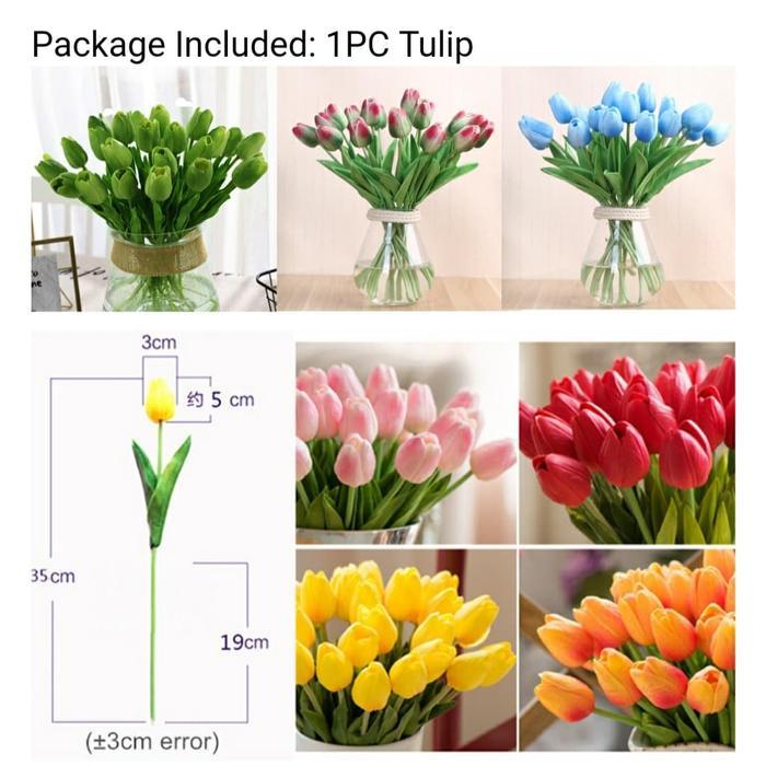 Bunga Tulip Artificial Latex Import - Biru Terang / Light Blue - Royal Blue