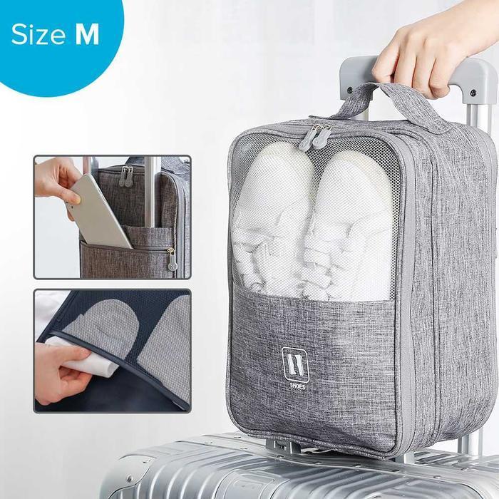 (Copper House) SHOE BAG POUCH TAS ORGANIZER TEMPAT SPATU WADAH SEPATU SANDAL TRAVEL - M Gray