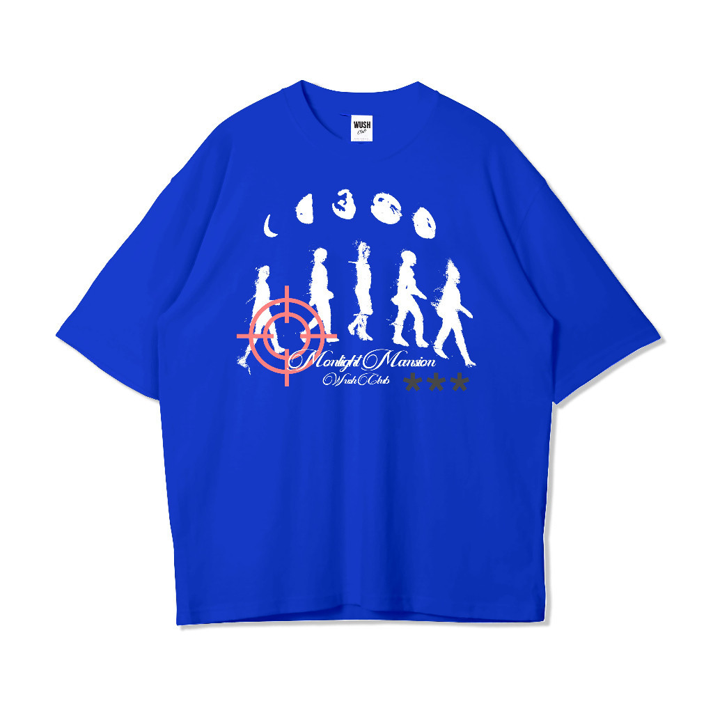 Wush Club  Oversized Baju Kaos Distro Pria Wanita Oversize Mansion Benhur Biru Elektrik