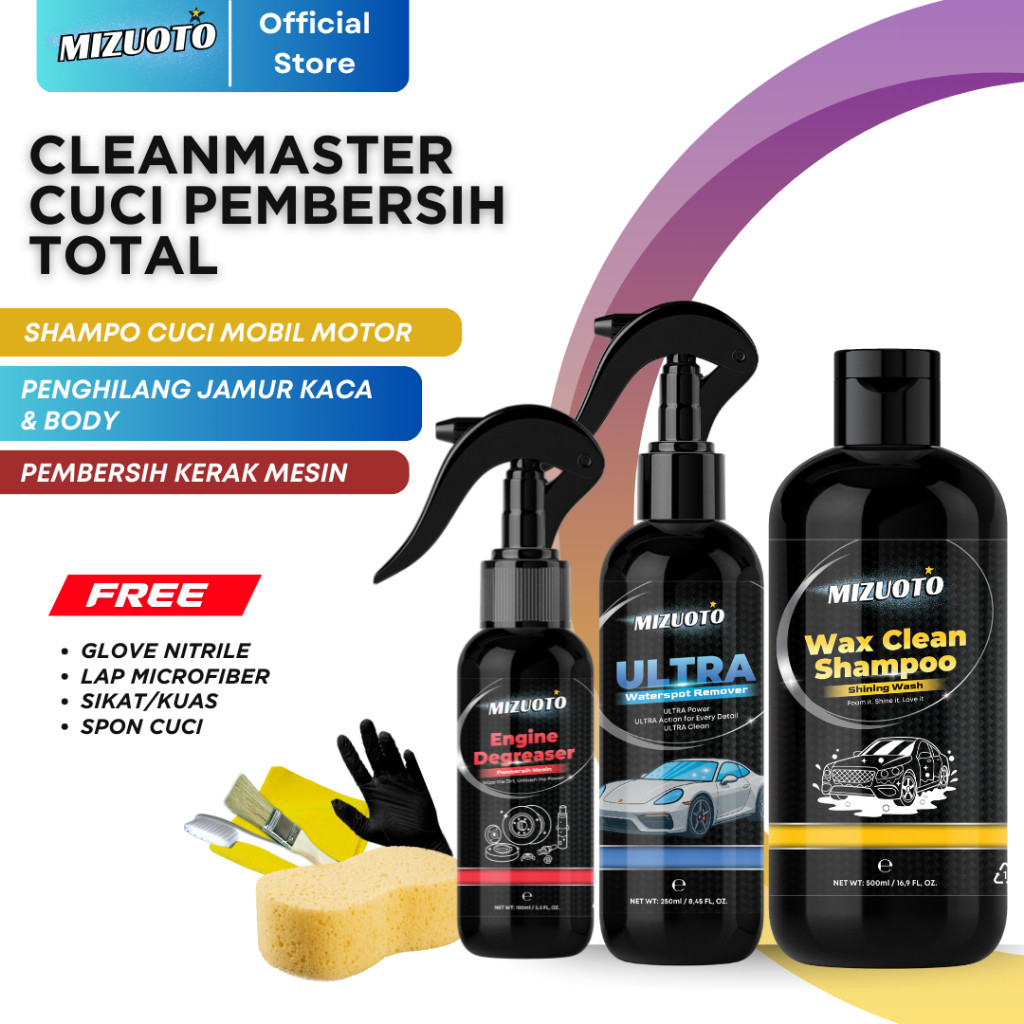 Paket CleanMaster Cuci Pembersih Total Komplit Ultra Pembersih Jamur Kerak Kaca Body 250ml Formula K