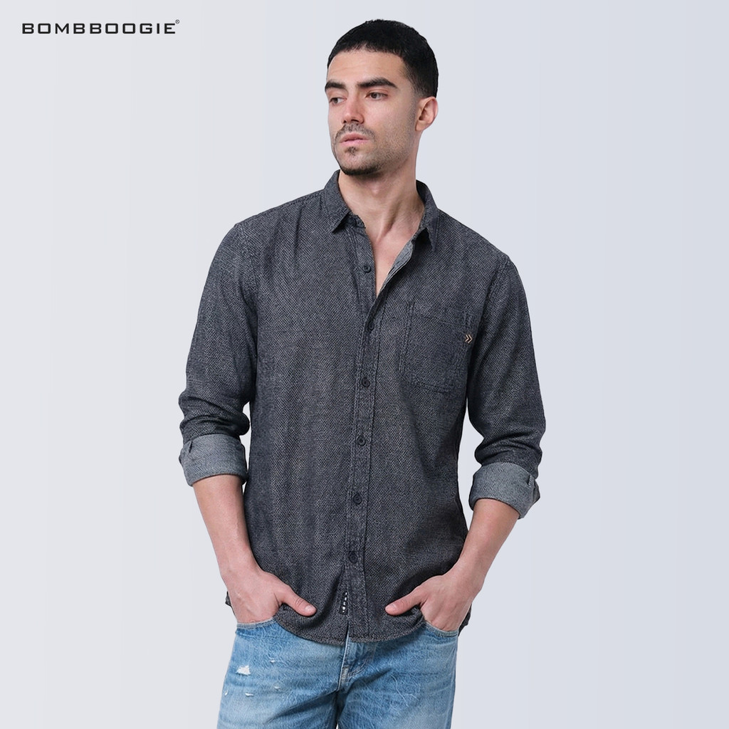 Bombboogie -Kemeja Pria Regular Long Morton 24978B5BK