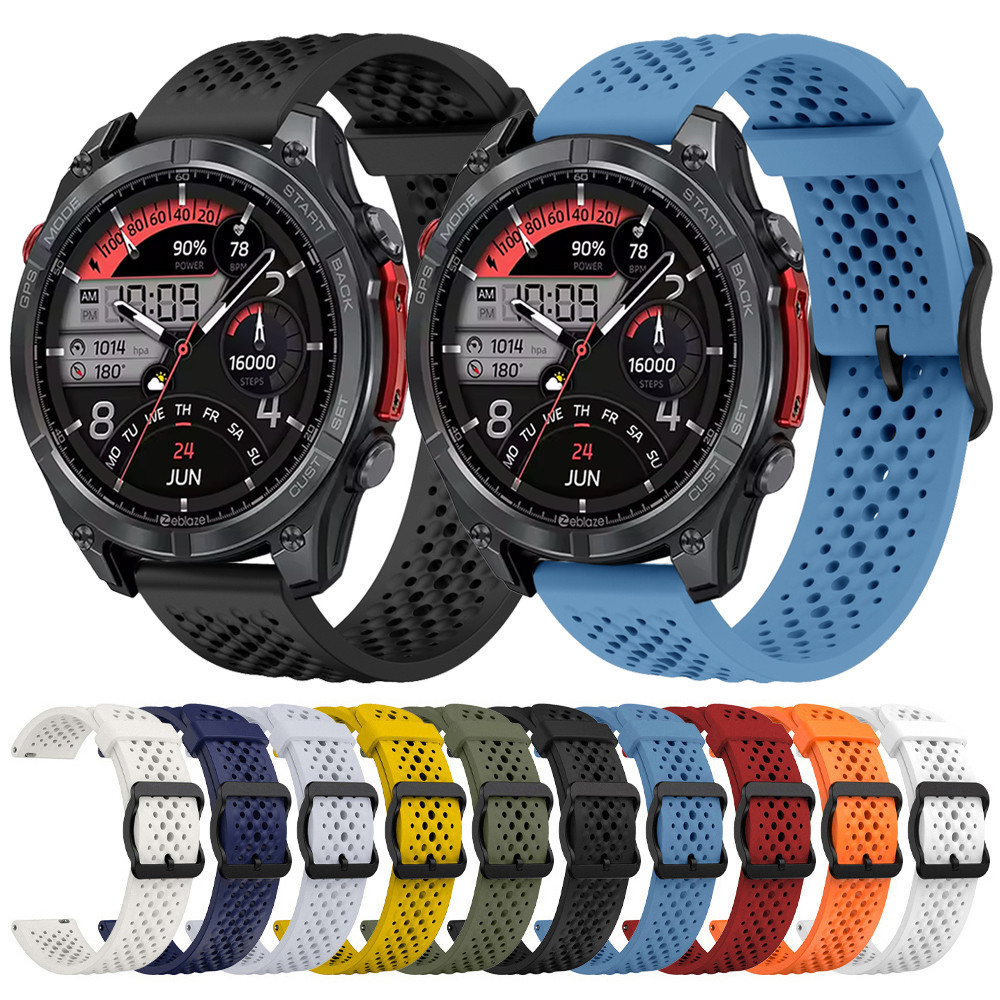 22mm Breathable Silicone Strap For Zeblaze Stratos 4 3 2 Wat Bands Vibe 8 7 Pro Ares 3 Pro/Mi Wat S4