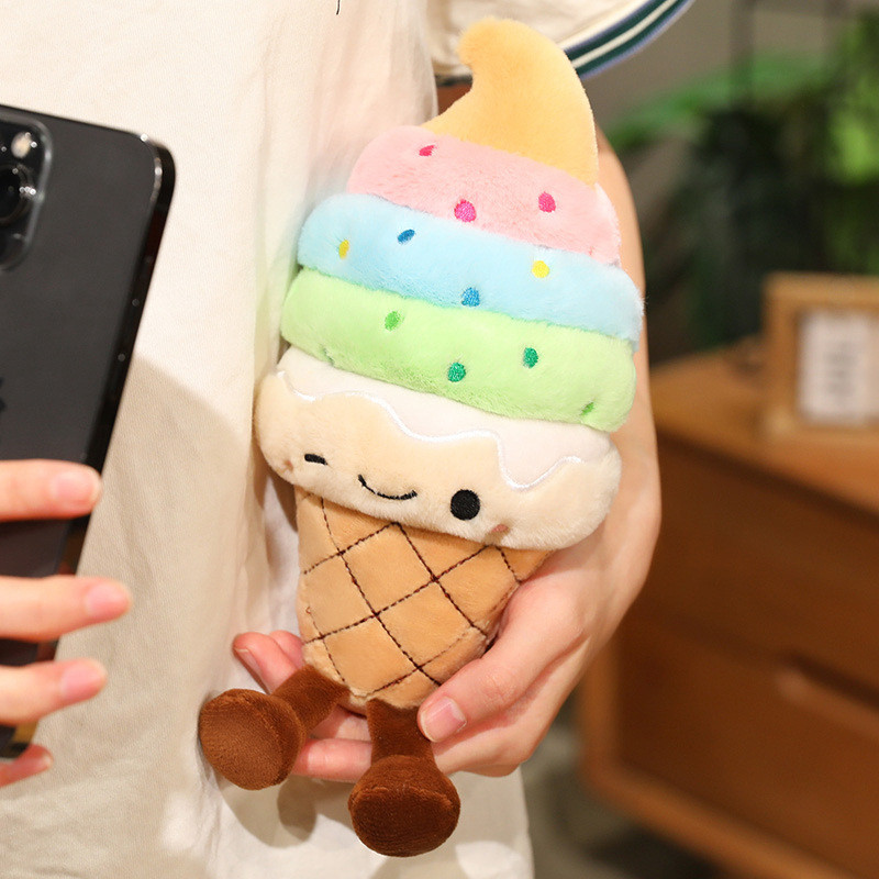 Bantal boneka berbentuk es krim pelangi