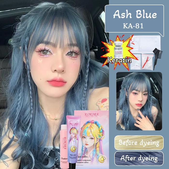 PROMO  Kokira hair color Ash Blue-81+Hair care essential oil cat rambut pewarna rambut warna rambut 