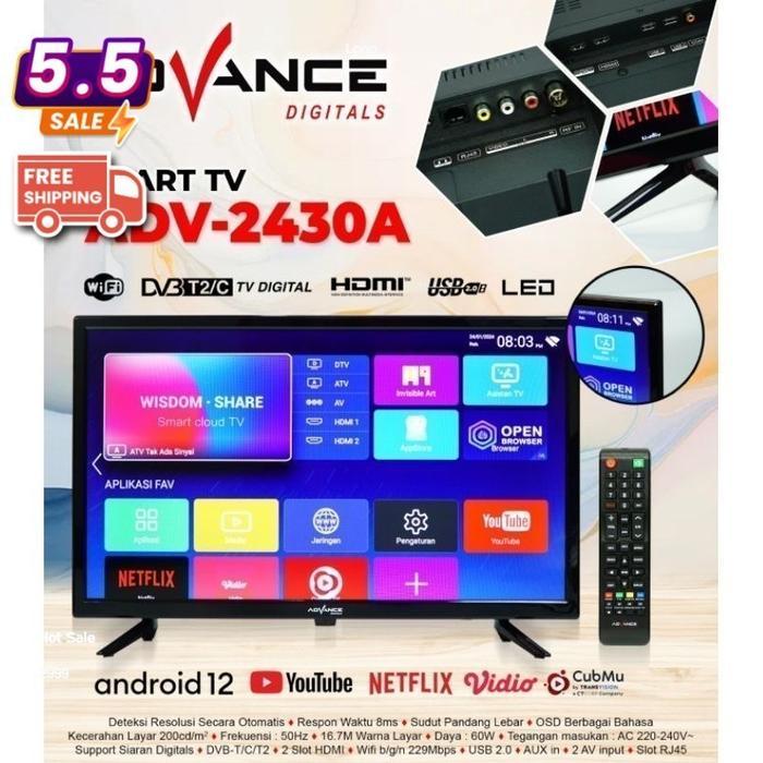 TV led 24 Inch smart android ADV-2430A Android TV / Televisi Advance digital