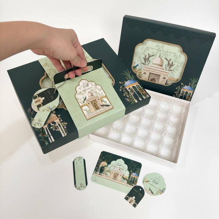 10 Set Box Tenteng Nastar Sekat Tamara Box Kotak Kue Idul Fitri Lebaran Hampers - Tanpa Sekat, Box T