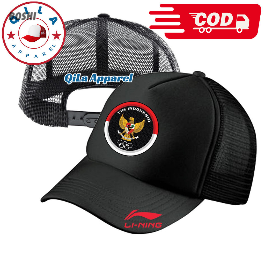 Topi Trucker TIM INDONESIA - Topi Distro TIM INDONESIA Logo - Topi TEAM INDONESIA Premium - Topi Pri