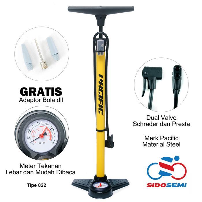 Pompa Angin Ban Sepeda dan Motor Meter Tekanan Steel Avand - Hitam