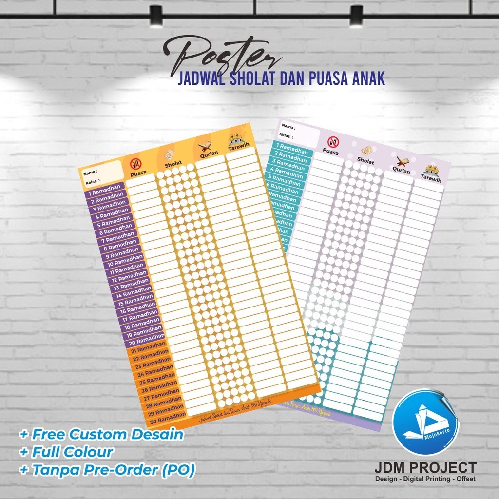 Cetak Kilat JADWAL SHOLAT DAN PUASA ANAK-ANAK TABEL RAMADHAN