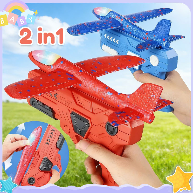 Mainan Anak Pesawat Terbang Berlampu Foam Glider Pistol Pesawat Ketapel Pistol Tembakan Pesawat Terb