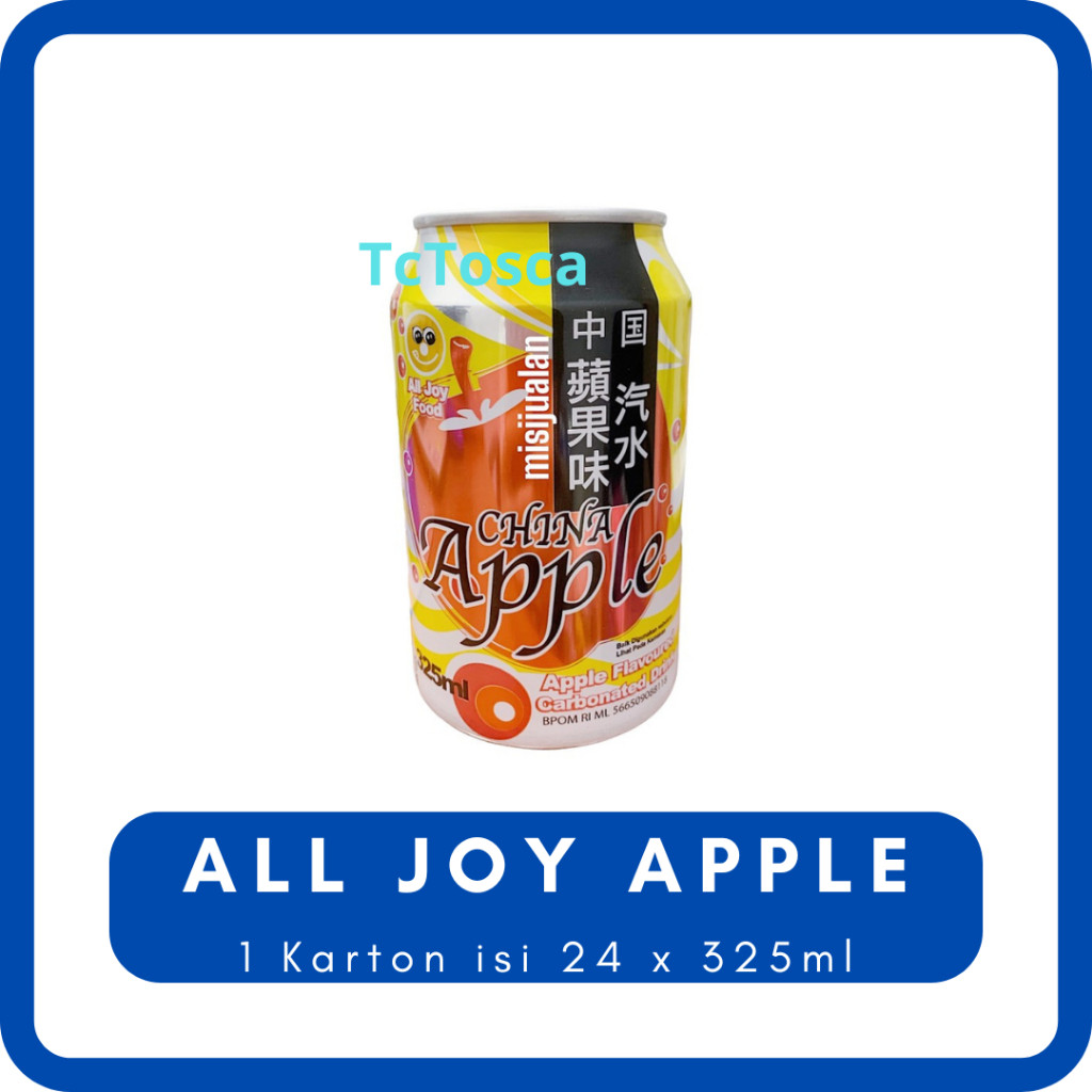 All Joy Food Minuman China Apple | Soft Drink rasa China Apple 1 Karton isi 24 Kaleng 325ml