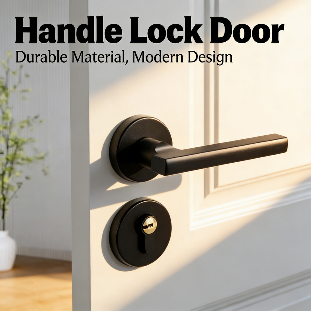 Kunci Hitam Pintu Baja Kayu Pintu Tidur Pintu Kamar Pintu Kunci Tahan Pintu Rumah Tidur Suku Pintu P