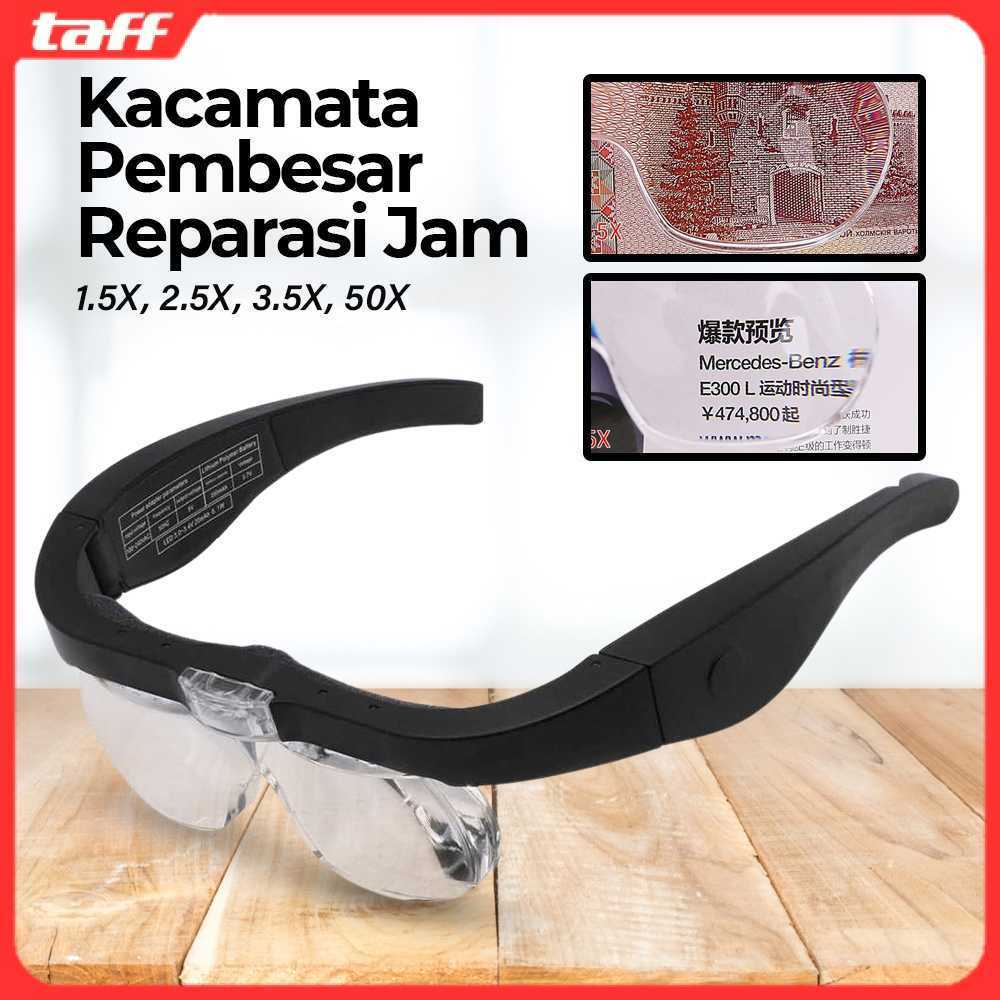 Kaca Pembesar Kacamata Reparasi Lup with 2 LED 4 Magnifier Lens - 11537DC