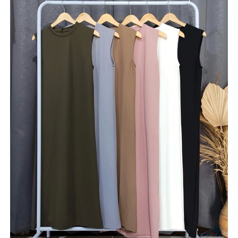 INNER DRESS KNIT TANPA LENGAN PREMIUM/ INNER DRESS SUPER KNIT RIB TANPA LENGAN PREMIUM