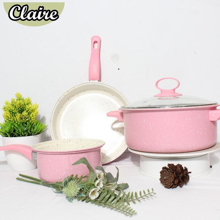 Panci Set 3 Pcs /  Fry pan / Sauce pan / Milk pot - Pink