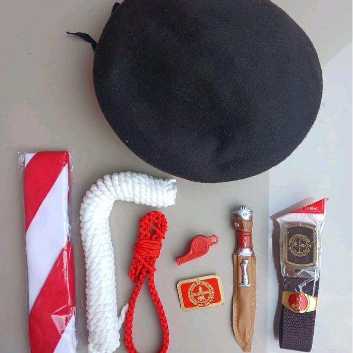 (PREMIUM) Atribut Pramuka Putra+Topi Baret Siaga/Penggalang/Penegak - Atribut Siaga