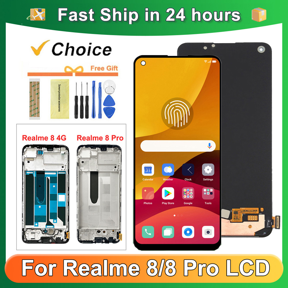 For AMOLED For OPPO Realme 8 4G RMX3085 Realme 8 Pro RMX3081 LCD splay Touch Screen gitizer Assembly