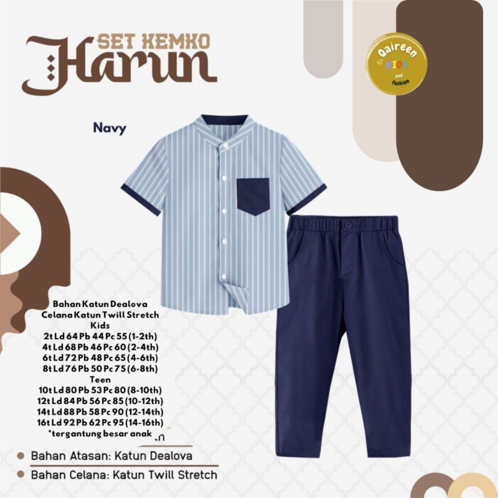 2102    Harun setelan kemeja koko muslim anak laki-laki by Qaireen