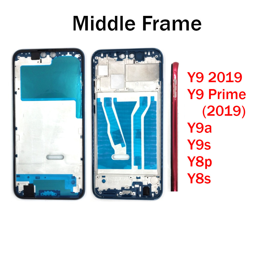 For Huawei Y9 Y9a Y9s Y8p Y8s Prime 2019 Middle Frame Housing Front LCD Bezel Plate Cover With Side 