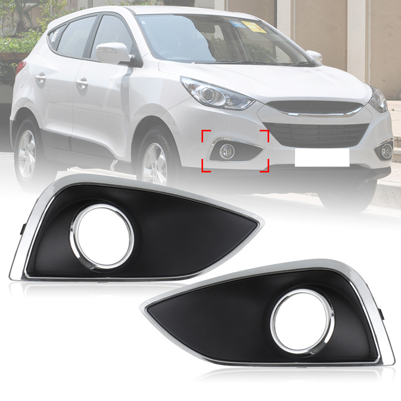 Car Front Left Right Fog Light Trim Cover Fog Lamp Frame Black rome Fog Light Cover For Hyundai IX35