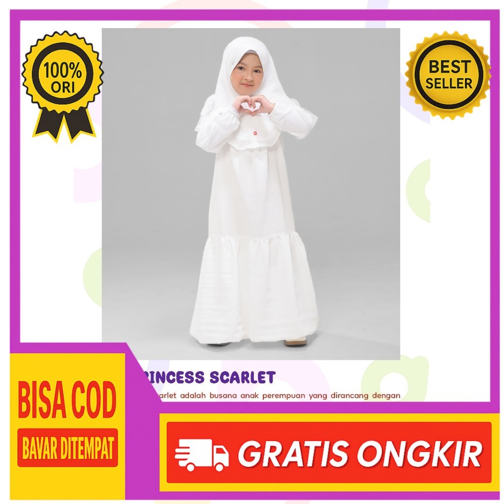 Rabbani ori - Set Khimar Scarlet | Setelan Khimar Scarlet | setelan Gamis Anak Perempuan | Set Gamis